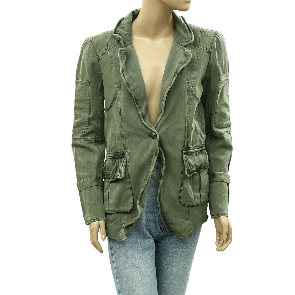 Free People Harlow Jacket Blazer Coat Top Long Sleeves Solid Cotton S 288219 - Picture 5 of 12